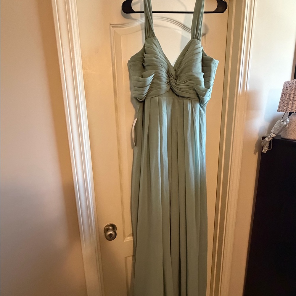 Azazie Matcha Green Bridesmaid dress